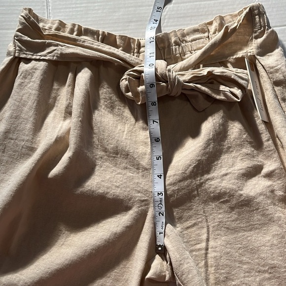NWT-land’n sea-L-tan-tie front, high waist,washable, linen blend shorts - Picture 8 of 9